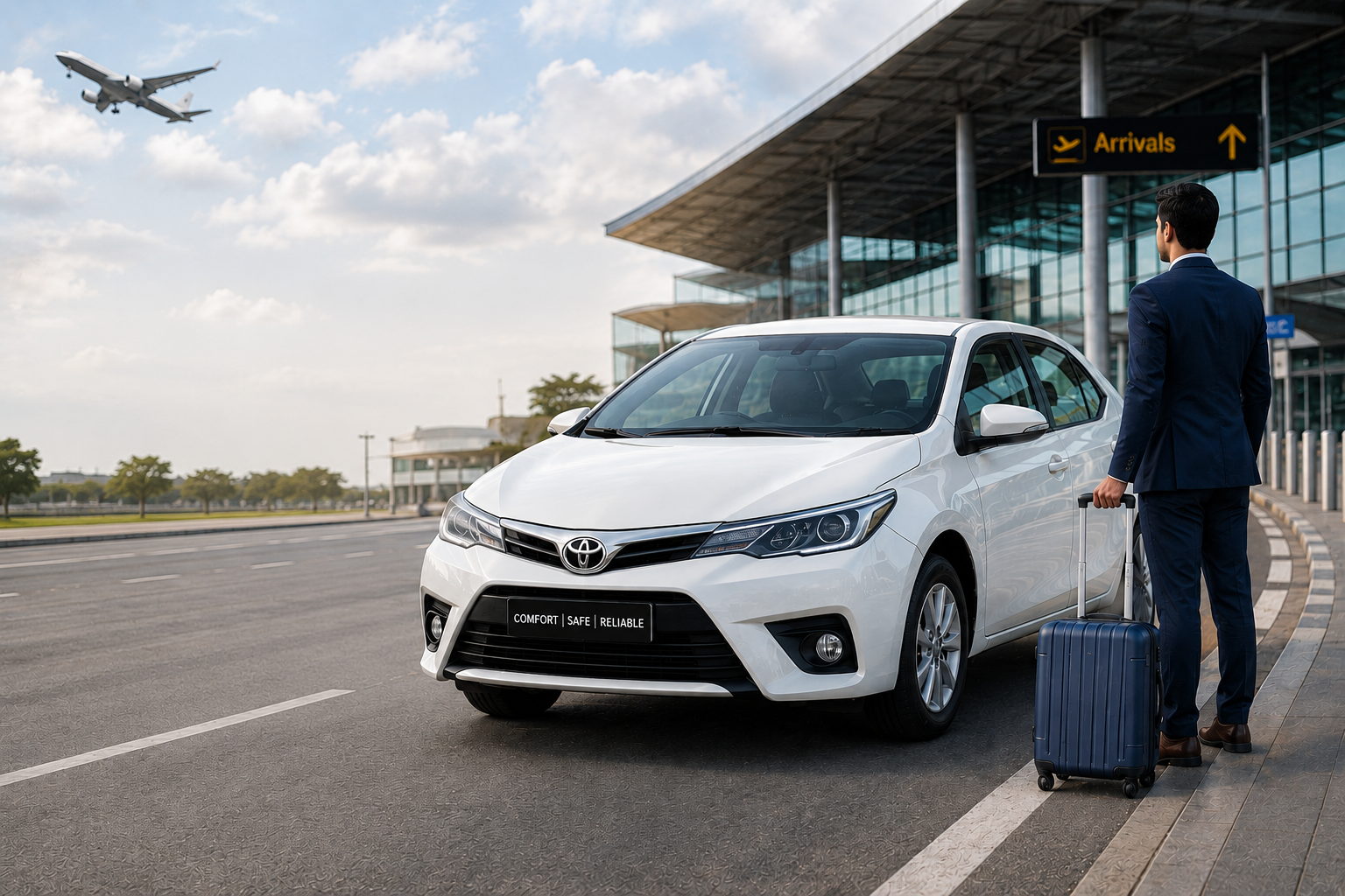Professional airport taxi service with a clean car and courteous driver