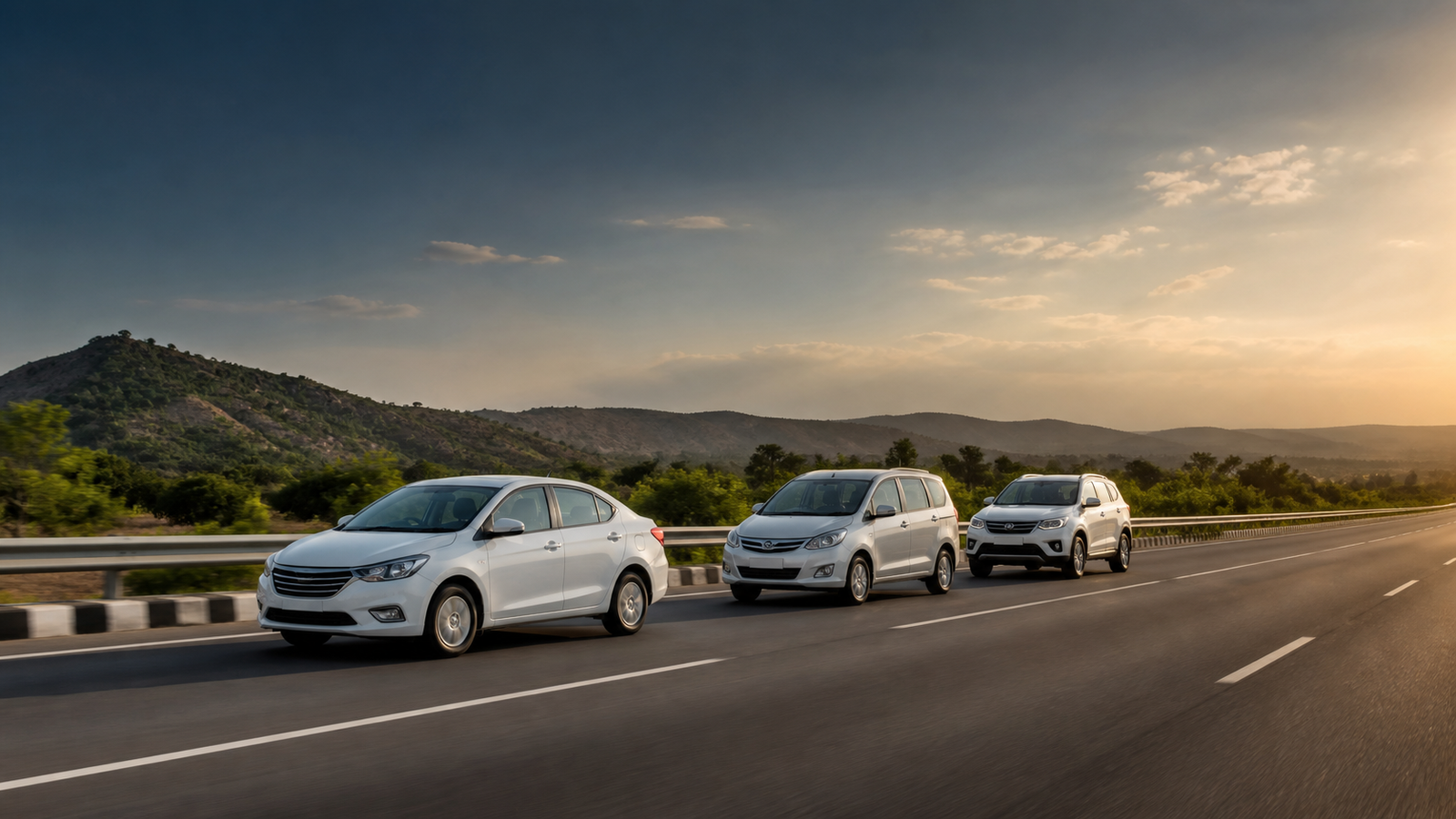 Outstation taxi fleet travelling on a highway