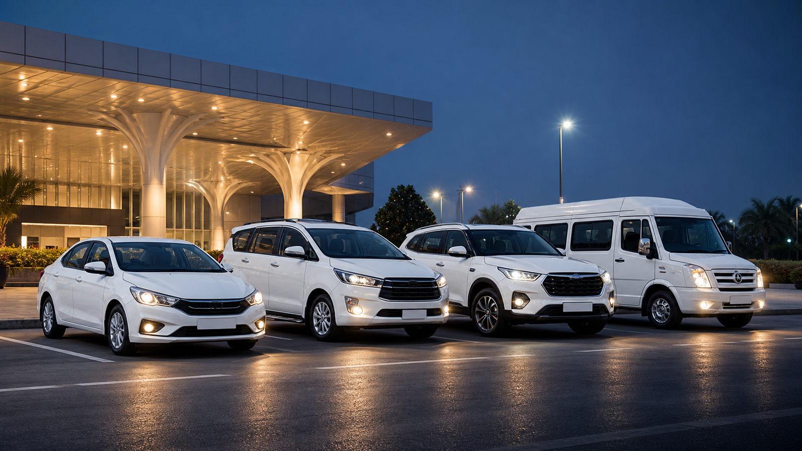 Taxi fleet ready for airport and railway pickup service